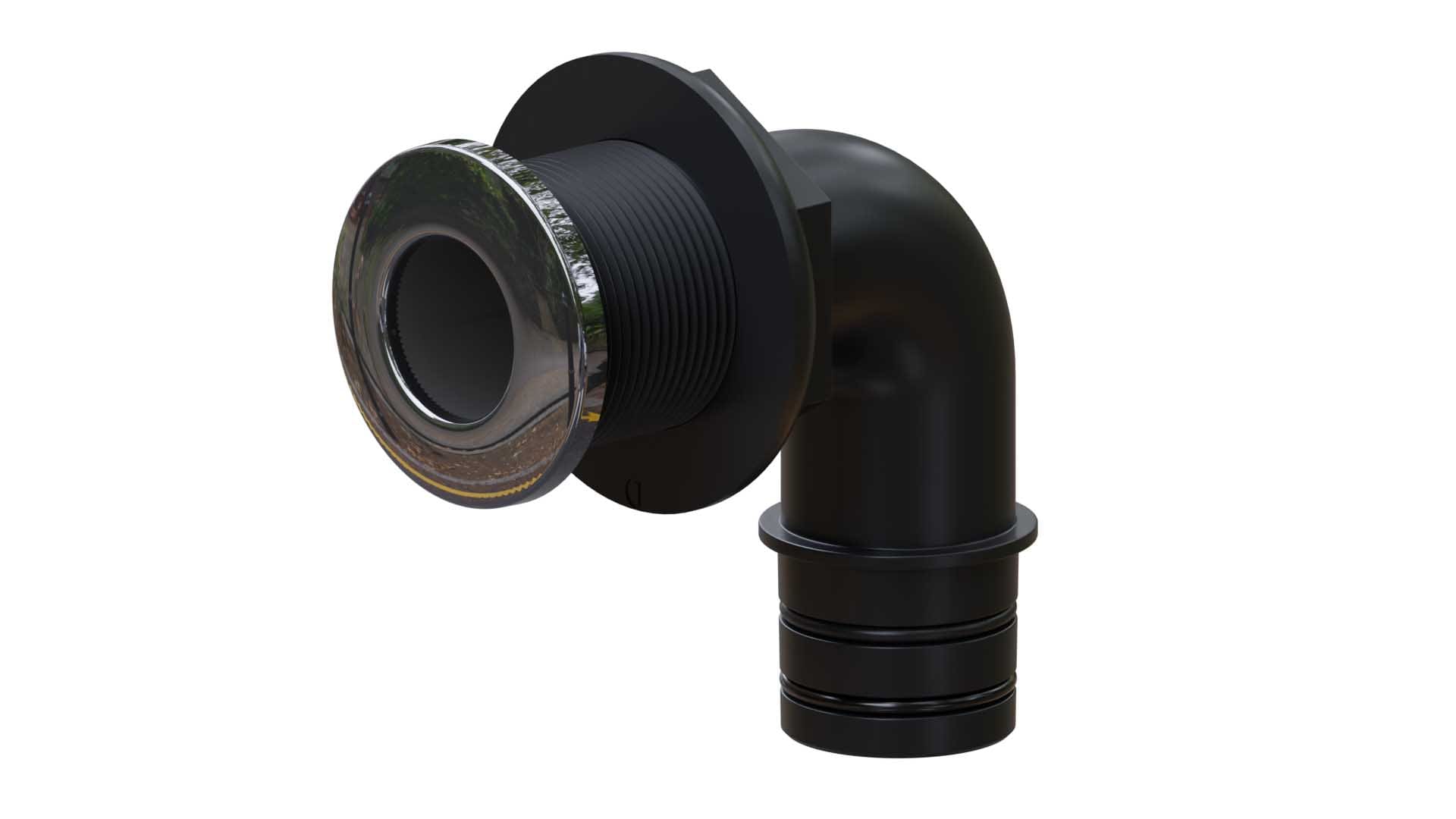 MA-317--01 - 1-1/2" stainless steel 90 degree thru-hull, qwik-lok connection